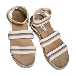 $49‎ Steve Madden 10 Beige Woven Ankle Strap Sandals Comfort Summer Casual Shoes